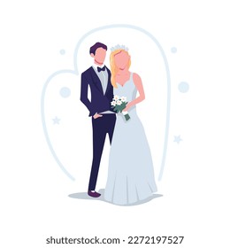 diseño de vector plano de ilustración de pareja de bodas