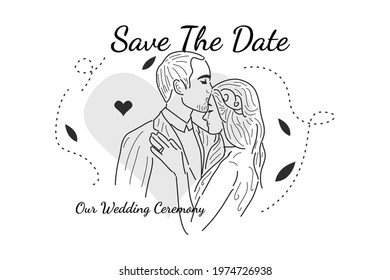 wedding couple Illustration, line vector couple