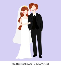 Wedding couple illustration. Perfect for wedding celebration, bride, groom