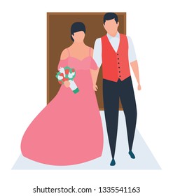 Wedding couple in illustration vector 