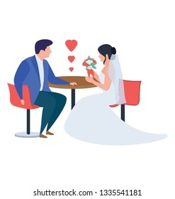 Wedding couple in illustration vector 