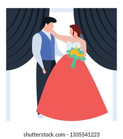 Wedding couple in illustration vector 