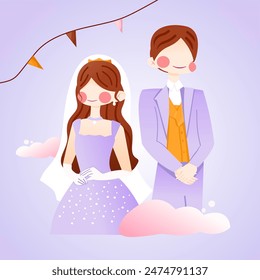 Wedding couple illustration vector. Perfect for wedding celebration