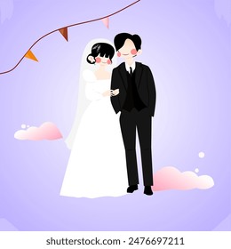 Wedding couple illustration vector. Perfect for wedding celebration, groom, bride