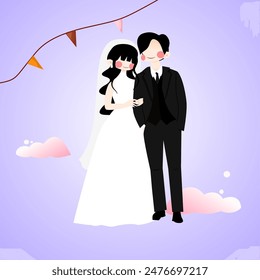 Wedding couple illustration vector. Perfect for wedding celebration, groom, bride