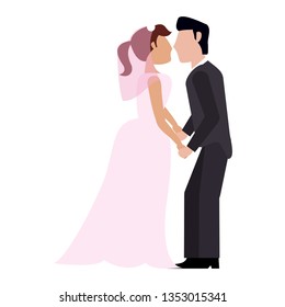 Wedding couple kissing
