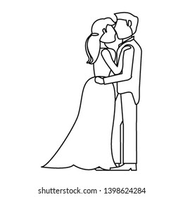 Wedding couple kissing in black and white
