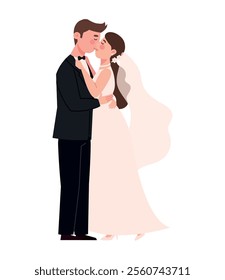 wedding couple kissing icon isolated