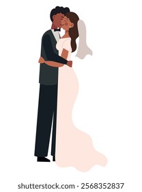 wedding couple kissing icon isolated