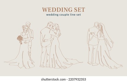 Wedding couple line art set