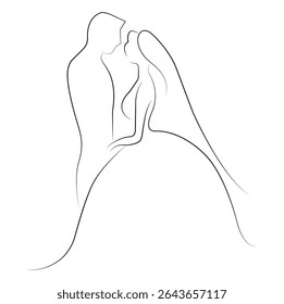 Casamento casal ilustração vetor arte linha