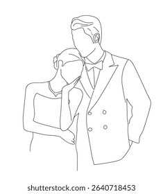 Wedding couple line art.bridal couple