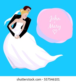 Wedding couple in love hugging. vector