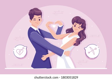 wedding couple in love illustration