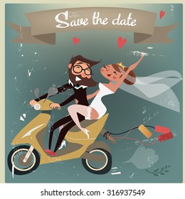 wedding couple on scooter