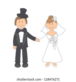 Wedding Couple On White Background Hand Stock Vector (Royalty Free ...