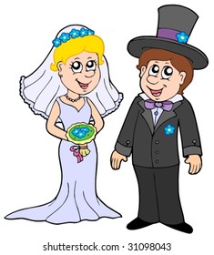 Pareja de matrimonio sobre fondo blanco - ilustración vectorial.