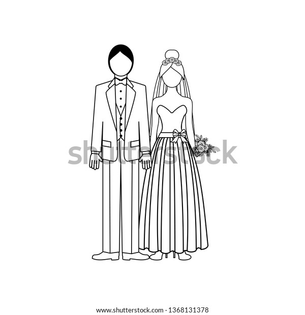 Wedding Couple Outline On White Background Stock Vector (Royalty Free ...