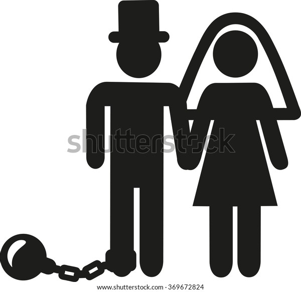 Wedding\
Couple pictogram man with shackle and iron\
ball