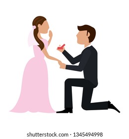 Wedding couple proposal cartoon