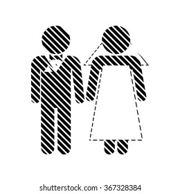 Wedding couple sign on white background. Vector illustration.