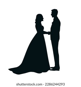 Wedding couple silhouette. Groom and bride. Wedding silhouette