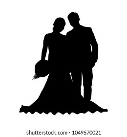 Wedding Couple Silhouette Vector