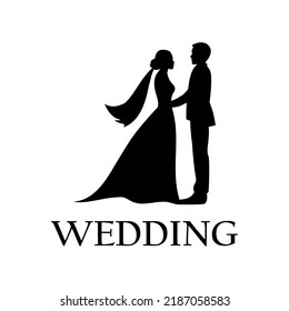 wedding couple silhouette vector template