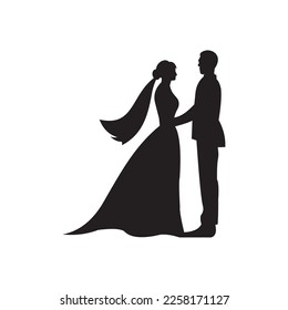 wedding couple silhouette vector template design