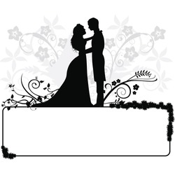 Wedding Couple  Silhouettes Background