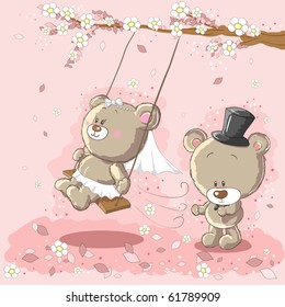 Wedding couple - swinging on a tree