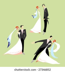 wedding couple in tree different positions