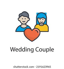 Wedding Couple vector filled outline Icon Design illustration. Miscellaneous Symbol on White background EPS 10 File