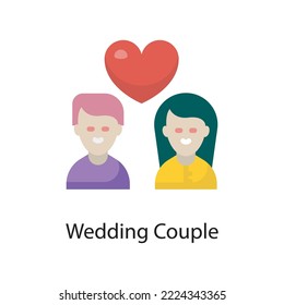 Wedding Couple  Vector Flat Icon Design illustration. Love Symbol on White background EPS 10 File