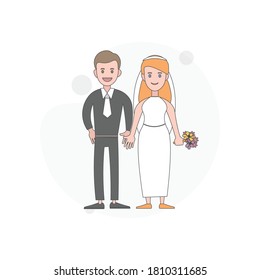 wedding couple vector flat illustration on white