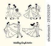 wedding couple vector graphic illustration