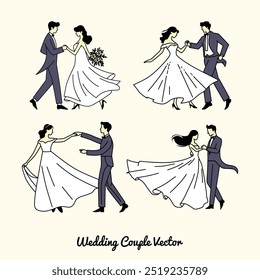 ilustração gráfica do vetor do casal do casamento