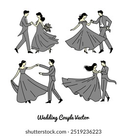 wedding couple vector graphic illustration