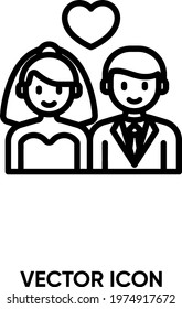 Wedding couple vector icon. Modern, simple flat vector illustration for website or mobile app.Wedding symbol, logo illustration. Pixel perfect vector graphics	