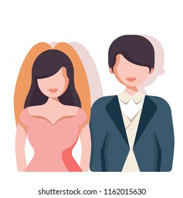 Wedding couple vector illustration in flat color design