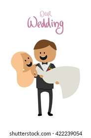 Wedding couple vector illustration. Wedding couple isolated on white background. Wedding couple vector icon illustration. Wedding couple isolated vector. 