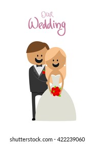Wedding couple vector illustration. Wedding couple isolated on white background. Wedding couple vector icon illustration. Wedding couple isolated vector. 