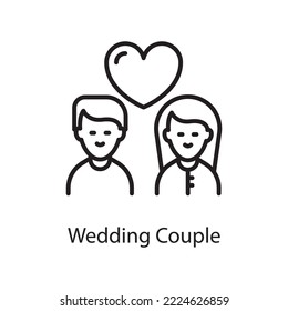 Wedding Couple  Vector Outline Icon Design illustration. Love Symbol on White background EPS 10 File
