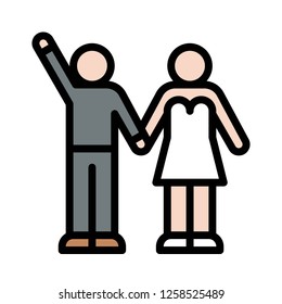 Wedding couple vector, wedding related fiiled designe ditable outline icon 