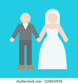 Wedding couple vector, wedding related flat design icon 