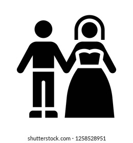 Wedding couple vector, wedding related solid design icon 