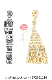 Wedding couple word cloud concept in vector