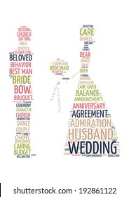 Wedding couple word cloud concept in vector