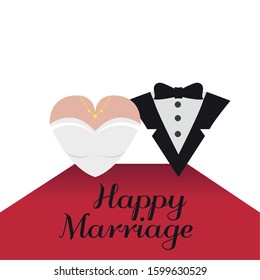 Wedding couples dresses. Happy marriage illustration - Vector