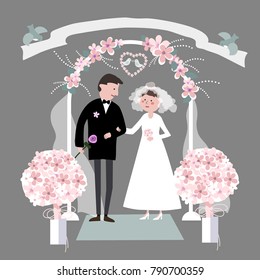 Wedding couple.Vector illustration.